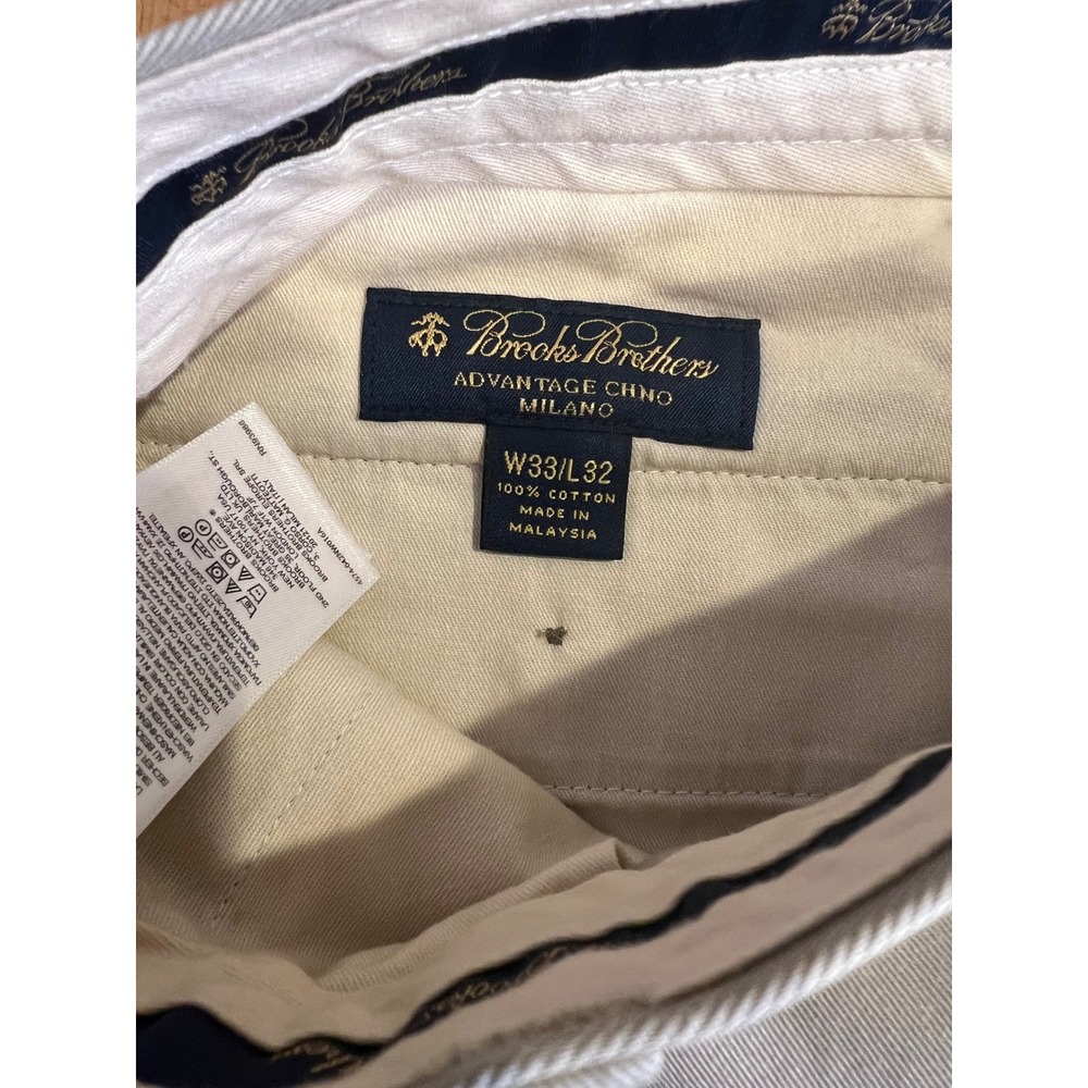 Brooks Brothers Advantage Chino Pants Mens 33/32 Grey Milano Slim Fit Flat Front - Picture 5 of 7